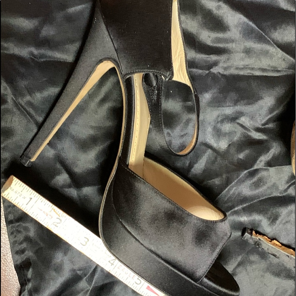 Authentic EUC YSL Black Satin Peep Toe Pumps